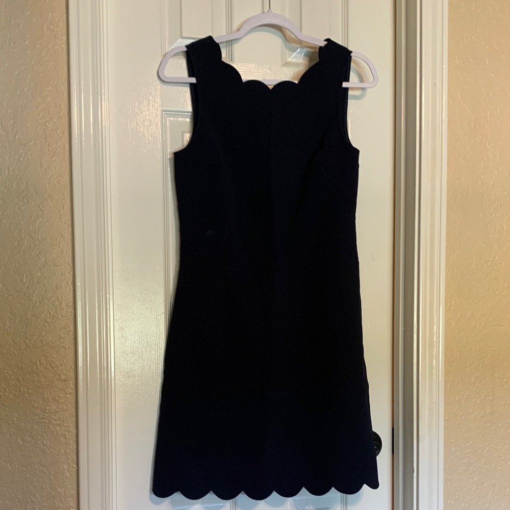 Classic J. Crew Navy Scalloped Sheath Dress